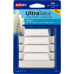Αυτοκόλλητοι Σελιδοδείκτες Ultra Tabs White 5x3.75cm, 24τεμ