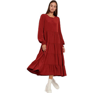 Funky Buddha Midi Καθημερινό Φόρεμα Κόκκινο FBL008-130-13