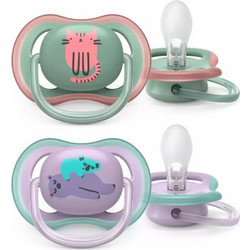 Philips Avent Ultra Air Ανατομικές Ορθοδοντικές Πιπίλες Σιλικόνης 6-18m Γατούλα Αρκουδάκι 2τμχ