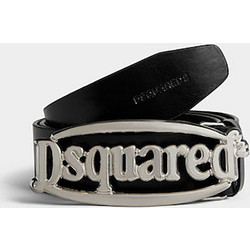 DSQUARED2 ΖΩΝΗ ΜΑΥΡΗ δερματινη ΜΕ ΜΕΤΑΛΛΙΚΟ Dsquared ΑΓΚΡΑΦΑ ΠΛΑΤΟΣ 4 CM