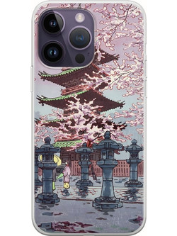 Θήκη Ukiyo-e - Cherry Blossom iPhone 15 Pro Flexible TPU (Διάφανη Σιλικόνη)