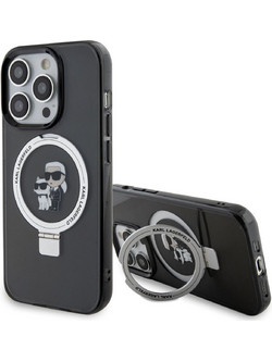 Karl Lagerfeld Magsafe Ringstand Case Karl & Choupette's Head Θήκη iPhone 15 Pro Black (KLHMP15LHMRSKCK)
