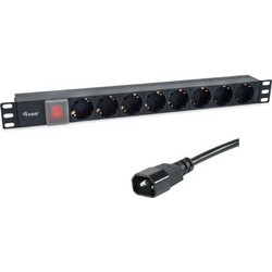 Equip 333286 Power Strip 19"(1U) 8bay Schuko With Switch IEC C14 Plug 1,8m Cable