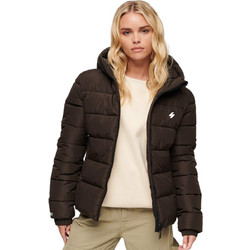 Superdry Γυναικείο Μπουφάν Χειμωνιάτικο Puffer Κοντό Καφέ W5011630A-8PZ