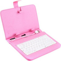 Δερμάτινη Θήκη με πληκτρολόγιο για Tablet 8" - Ροζ