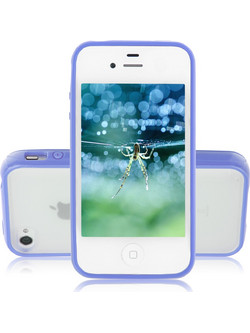 Iphone 4 4S TPU bumper Frame Matte clear back hard case cover Ανοιχτό μώβ I4BUHCP OEM