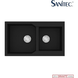 Sanitec Ultra Granite 804 Υποκαθήμενος Νεροχύτης Γρανίτη Αντιστρεφόμενος Ματ Nero 86x50cm