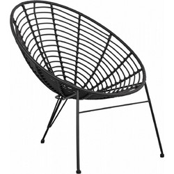 FreeBox Πολυθρόνα Κήπου Rattan Μαύρη FB95458.02