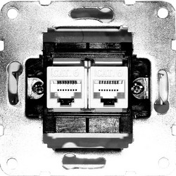 Μηχανισμός πρίζας DATA διπλή RJ45+RJ45 Cat.6 - 15-020