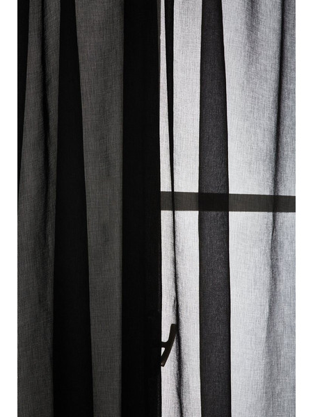 WhiteEgg Κουρτίνα Γάζα με Τρέσα 270x280 K0101-1 Black