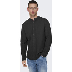 Only & Sons Ανδρικό Πουκάμισο Μακρυμάνικο Λινό 22019173 Black