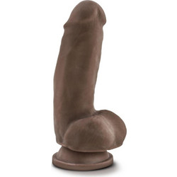 Blush Dr. Skin Plus Girthy Posable Shaft Ρεαλιστικό Dildo με Βεντούζα & Όρχεις 17cm Chocolate