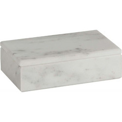 Διακοσμητικό Κουτί Με Καπάκι AH-AX24146 20x12x6cm Marble White Andrea House Μάρμαρο