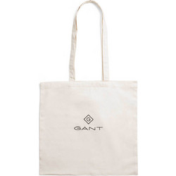 Gant γυναικεία βαμβακερή τσάντα shopper μονόχρωμη με logo print - 4970032 Μπεζ
