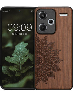 Σκληρή Ξύλινη Θήκη με TPU Bumper - Xiaomi Redmi Note 13 Pro Plus - KWmobile Wood Case with TPU Bumper - Walnut / Rising Sun (KWM000020KL002C)