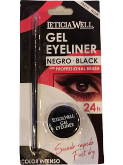 Leticia Well gel eyeliner black with professional brush 24h
