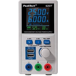 Εργαστηριακό τροφοδοτικό πάγκου 0 - 60 V, 0 - 6 A, 2x USB της Γερμανικής PeakTech 6227