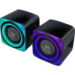 Well BRW01 Ηχεία Υπολογιστή 2.0 6W με Bluetooth & RGB Φωτισμό Black