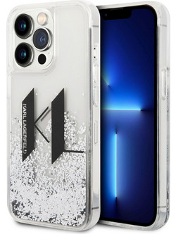 Karl Lagerfeld Liguid Glitter Big KL Logo Back Cover Silver (iPhone 14 Pro Max)