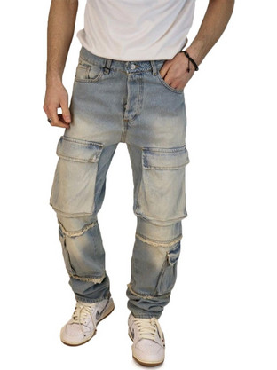 Adon Milano Multi Pocket Jeans Blue Acid Wash ADN01-TAITI-SP88