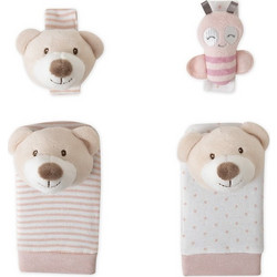 Interbaby Σετ Καλτσάκια & Περικάρπια Κουδουνίστρες 4τμχ Bear - Pink