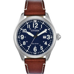 Citizen Chandler Ανδρικό Ρολόι Solar με Καφέ Δερμάτινο Λουράκι BM6838-17L