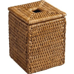 Kουτί Tετράγωνο Mε Kαπάκι Kαφέ Rattan (11 cm)