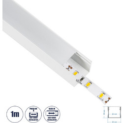SURFACE-PROFILE 70868-1M Προφίλ Αλουμινίου - Βάση & Ψύκτρα Ταινίας LED με Λευκό Γαλακτερό Κάλυμμα - Επιφανειακή Χρήση - Πατητό Κάλυμμα - Λευκό - 1 Μέτρο - Μ100 x Π2.3 x Υ2cm