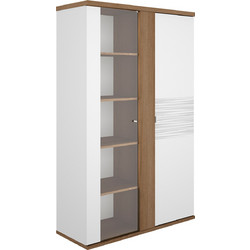 Otello Βιτρίνα Με Δυο Πόρτες 110x45x178εκ. Helvezia Oak / Λευκό