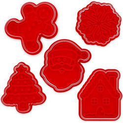 Set of 5 Cookie Cutters with Stamps - Cookie Time