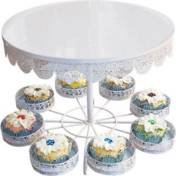 ΕΠΙΤΡΑΠΕΖΙΑ ΜΕΤΑΛΛΙΚΗ ΒΑΣΗ ΤΟΥΡΤΑΣ-CUP CAKES - Φ26x35cm