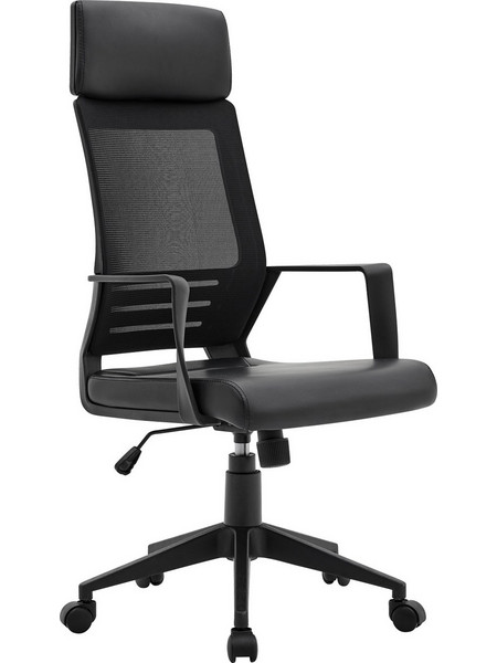 Woodwell BF2500 Καρέκλα Γραφείου με Προσκέφαλο Στήριξη Μέσης και Ανάκλιση Μαύρη EO607,1