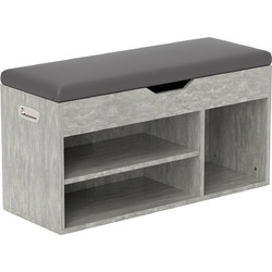 HOMCOM Παπουτσοθήκη Σκαμπό Ξύλινη Γκρι M80xΠ30xY45cm 837-039V01GY