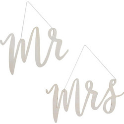 Ξύλινα Διακοσμητικά καρέκλας γάμου Mr & Mrs