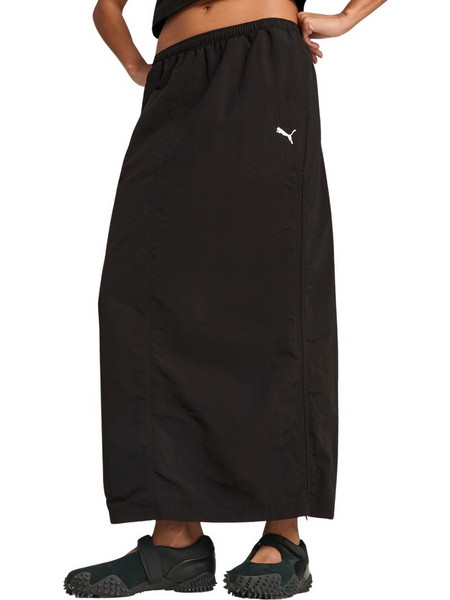 Puma Wardrobe Essentials Μακριά Φούστα Υφασμάτινη Ψηλόμεση Μαύρη 629762-01