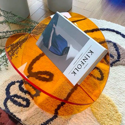 Διάφανη Διακοσμητική Θήκη - Βάση Περιοδικών & Εντύπων Ακρυλική σε Πορτοκαλί Χρώμα 32.7x32.7cm