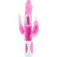 Baile Pretty Bunny Triple Pleasure Δονητής Rabbit 23.3cm Ροζ