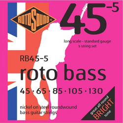 Rotosound RB45-5 Roto Bass Σετ 5 Χορδές Ηλεκτρικού Μπάσου Nickel Plated Steel 45-130"