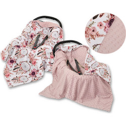 Double-sided car seat blanket - flower dream catchers/pastel pink