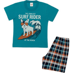 Minerva Coolest Surf Rider Παιδική Πιτζάμα Βαμβακερή Καλοκαιρινή Πετρόλ 90-62083-810
