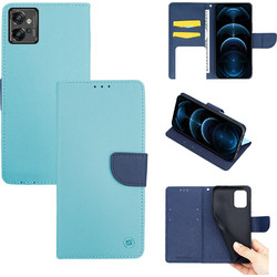 Sonique Trend Wallet Θήκη Πορτοφόλι Σιέλ / Σκούρο Μπλε (Motorola Moto G32)