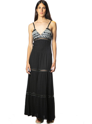 Miss Bikini Maxi Φόρεμα Μαύρο V3077D