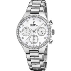 Festina Γυναικείο Ρολόι Χρονογράφος με Ασημί Μεταλλικό Μπρασελέ F20401/1