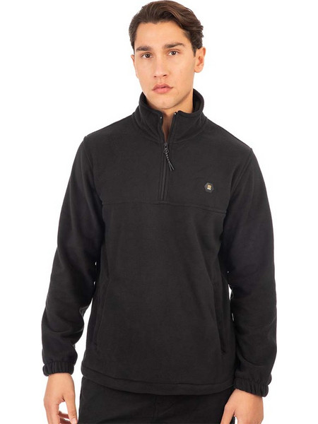 Double Ανδρικό Φούτερ Fleece Μαύρο MFT-7001