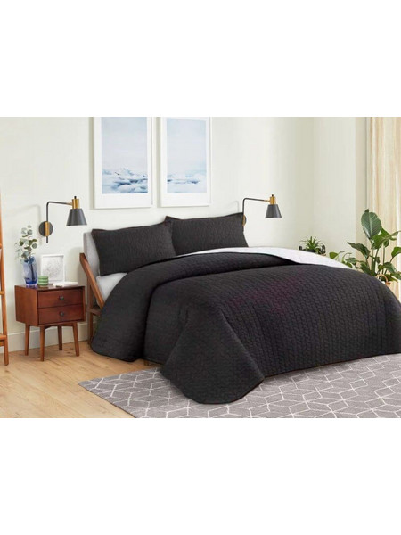Κουβερλί Σετ Μονόχρωμο Leaves Διπλής Όψεως Microfiber Γαρύφαλλο - Λευκό, 220x240