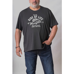 T-SHIRT WRANGLER K/Μ ΣΤΑΜΠΩΤΟ - ΜΑΥΡΟ