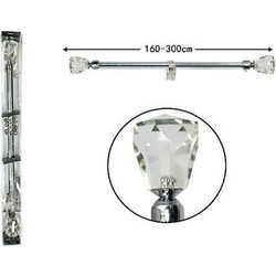 Πτυσσόμενο Μεταλλικό Κουρτινόξυλο 160cm - 300cm Μονό με Κρύσταλλα SDS-17348 - OEM