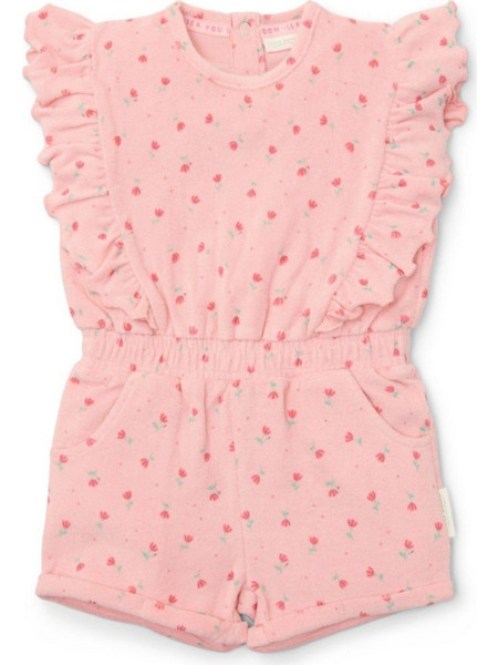 Little Dutch Παιδική Ολόσωμη Φόρμα με Βολάν Sunny Flowers Pink