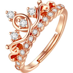 Ghetto Crown Zircon Ring for Women Rose Gold