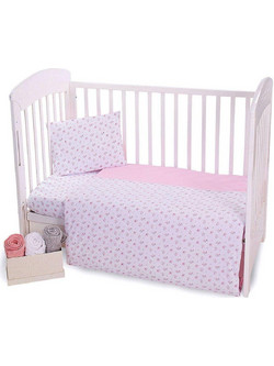 KikkaBoo Flowers Σετ Κούνιας 70x140cm Pink 4τμχ